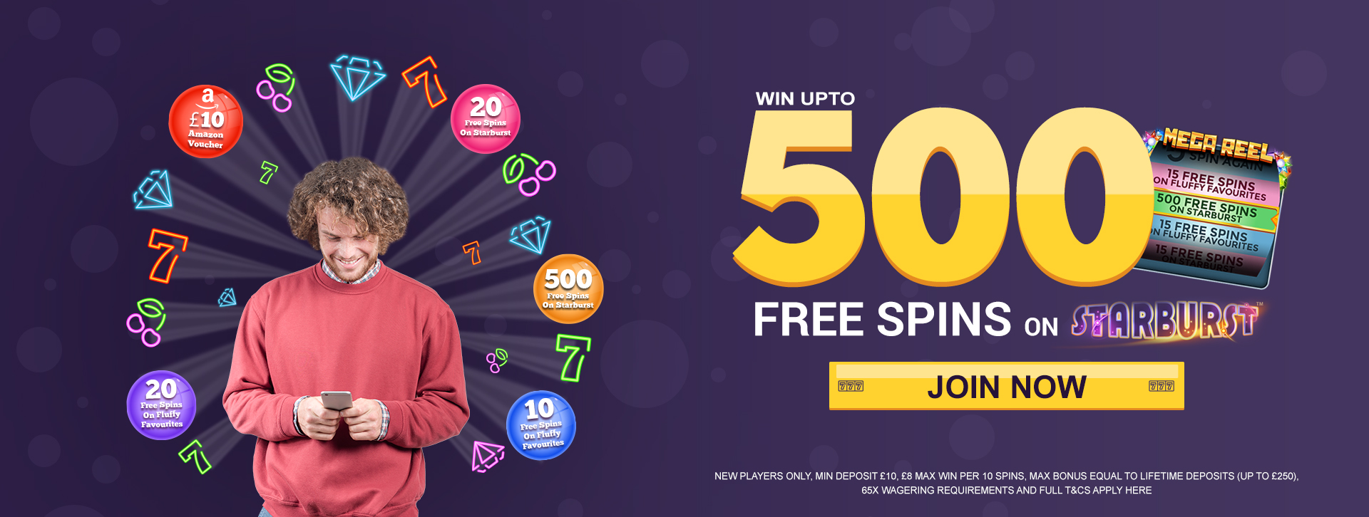 Win Upto 500 Free Spins on Starburst
